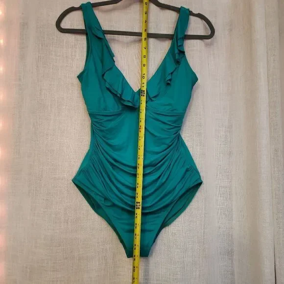 Lauren Ralph Lauren Teal Onepiece With Ruffles - Picture 5 of 7